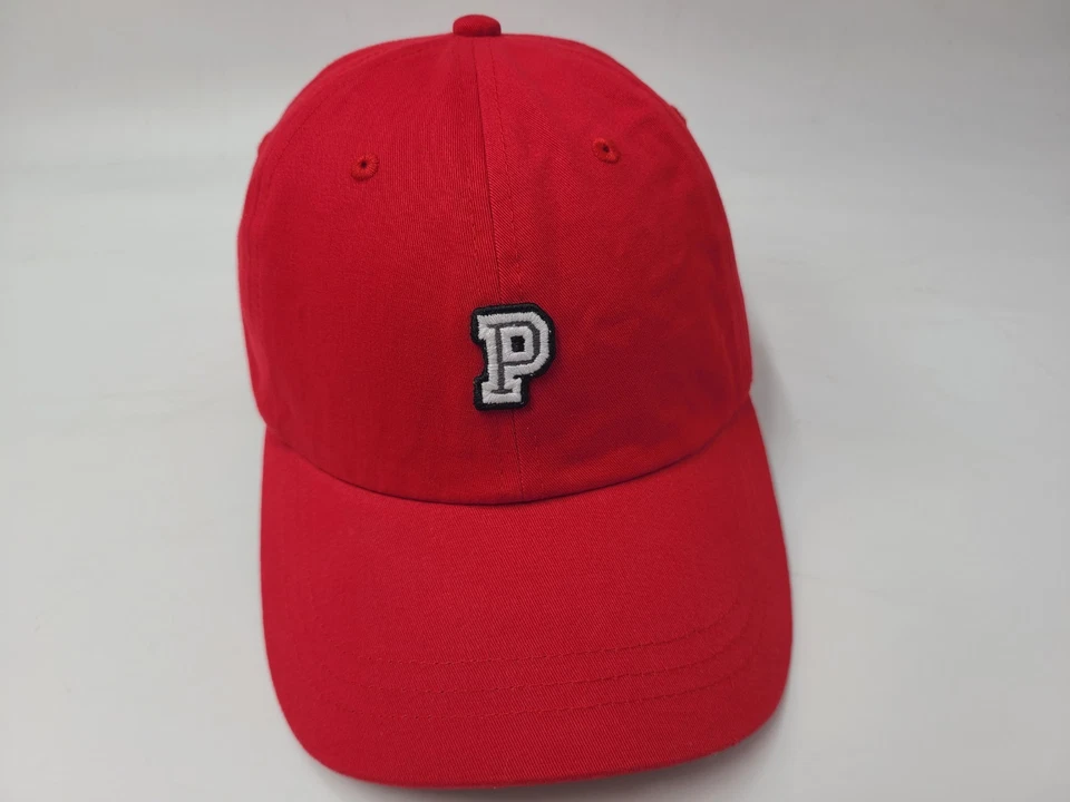 女士 Victorias Secret 粉红色 P 标志绑带可调节帽子棉质爸爸红色 — 第 1/4 张图片