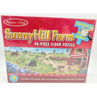 Melissa & Doug Sunny Hill Farm Search & Find 48-Piece Floor Puzzle 4ft Sealed - Image 1 of 4