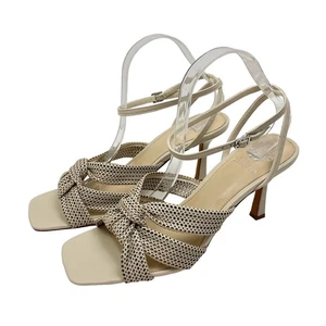 Vince Camuto Earlena SZ US 11 NWOB Mesh Cut Leather Square Toe Cream Heels - Picture 1 of 13