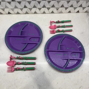 Constructive Eating Kids Plates w/ Construction and Gardening Utensils Set Of 2 - Picture 1 of 3