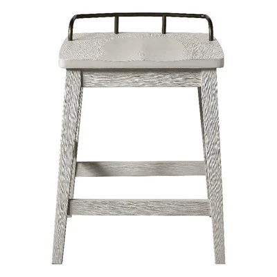 Banqueta Steve prata pendleton madeira marfim 27" - Imagem 1 de 4