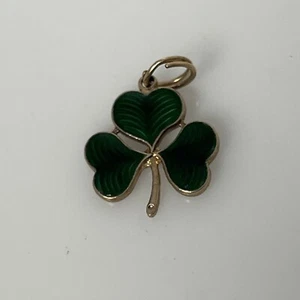 Vintage Silber DREIBLÄTTRIGES KLEE EMAILLE IRISCHER ST. PATRICK'S DAY Charm 9c - Bild 1 von 5