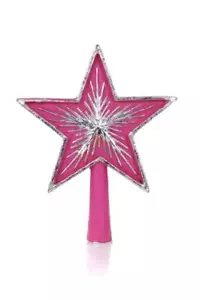 Cody Foster 5 Point Starburst 8.25" Magenta Pink n Silver Christmas Tree Topper - Picture 1 of 1