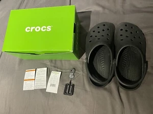 Crocs Shoes Mens 7 Womens 9 Classic Black Slip On Clog Shoes EUC W Original Box! - Picture 1 of 8