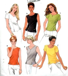 Cut Sewing Pattern Ladies Back Zip Top Neckline Options Size 12-14 (cut to 14) - Picture 1 of 2
