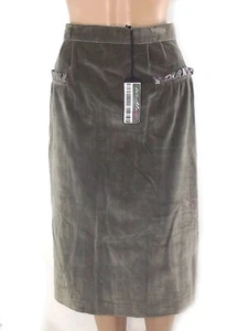 Gonna Ginocchio 42 Eu38 W28 M Medium Longuette Verde Velluto Dritto Vita Alta - Picture 1 of 24