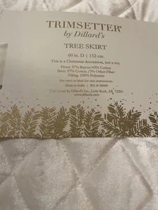 Christmas Tree Skirt NEW 60" Ivory White PlusQuilted Trimsetter by Dillards New - Picture 1 of 7