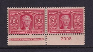 1904 Sc 324 Louisiana Purchase 2c MLH full OG plate number & imprint pair (YE - Picture 1 of 2