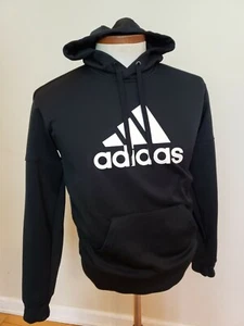Adidas Climawarm Hoodie Sweatshirt Athletic Big Logo Black White size S - Picture 1 of 12