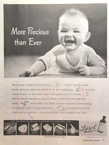 Lisol Desinfectante Bebé Salud Tiempo de Guerra Hogar Frontal Lucha Vintage Anuncio Impreso 1943 - Imagen 1 de 4