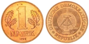 DDR 1 Mark 1978 A Sample In Copper-Brass With Smooth Edge Vf-St 122720 - Picture 1 of 1