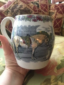 VICTORIAN Sir Edwin Landseer DOG/HORSE transferware English Pottery MUG/TANKARD - Picture 1 of 12