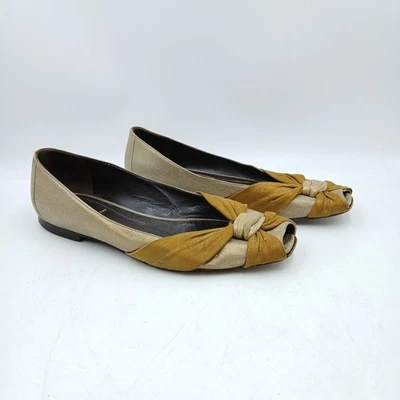 Fendi Metálico Mezcla Color Dorado Nudo-Detalle Ballet Pisos De Colección Para Mujer Reino Unido 5.5 Foto 1 de 4