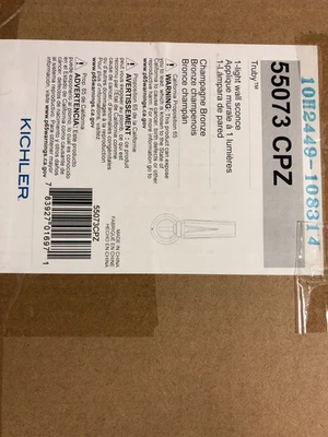 Aplique de pared Kichler 55073CPZ Truby Champagne bronce con vidrio opalino grabado satinado Foto 1 de 2