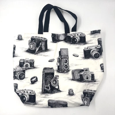 Bolso de Colección Estampado de Cámara 18" x 15" Bolsa de Libro Mochila Blanco Paisley Interior Foto 1 de 4