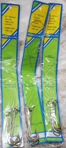 3 Packs 12" Nylon Snelled Hooks Pacific Bass Style Size 5/0 6 hooks per pack - Picture 1 of 4