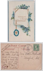 TurtlesTradingPost- Grand Junction, MI- 1909- Hand Cancel on Birthday Postcard - Picture 1 of 3