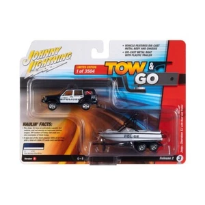 Johnny Lightning Tow & Go Jeep Cherokee XJ w/ Boat + Trailer Police Dive Team - Picture 1 of 2