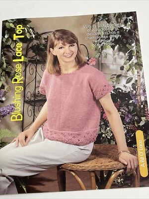 House of White Birches Blushing Rose Lace Top Ladies S M L  Knitting Pattern - Image 1 of 4