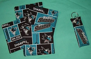 NUEVO JUEGO DE 4 POSAVASOS DE FIESTA Y/O LLAVERO llavero SAN JOSE TIBURONES HOCKEY - Imagen 1 de 4