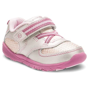 Stride Rite Sneakers Pewter Non-Tie Leather Toddlers Size 7 1/2 Wide - Picture 1 of 3