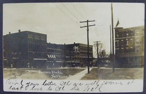 Tarjeta postal con foto real Fair Haven Vermont VT Business Block Street View RPPC 1907 - Imagen 1 de 2