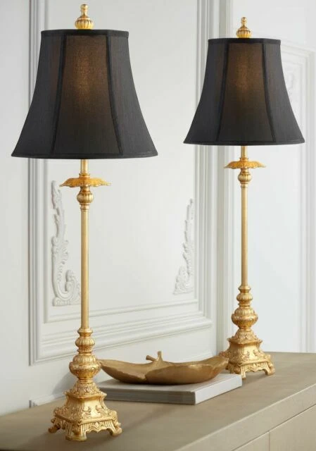 Regency Hill Juliette 60W Traditional French Country Table Lamp - Gold/Black (2-Pack)