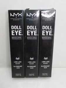 NYX PROFESSIONAL MAKEUP DOLL EYE MASCARA DE01 LONG LASH 0.28 OZ LOT OF 3 - Picture 1 of 3