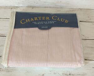 Vtg Charter Club King Size Bed Skirt 200 Thread Count Stripe Sateen Petal Pink 