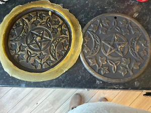 Latex Gummi Gießform Pentagramm Triple Mond Garten Wandrelief Wicca Hexe Mold - Bild 1 von 6
