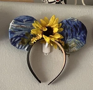 Diadema para orejas de Minnie Mickey Mouse Disney Van Gogh noche estrellada HECHA A MANO - Imagen 1 de 1