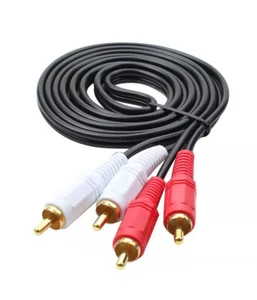 100pcs 2 RCA Male to 2 RCA Male Cable Stereo Audio Red/White DVD HDTV 5FT - Picture 1 of 6