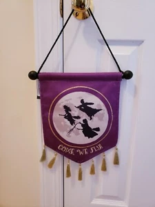 BrandNWT Spirit Hocus Pocus 'Come We Fly' Hanging Tasseled Fabric Purple ArtSign - Picture 1 of 10