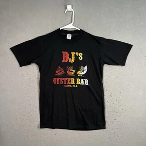 Vintage 80s DJ's Oyster Bar Love Longer T Shirt Adult Medium Black USA Mens - Picture 1 of 8
