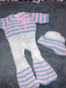 Vintage Cabbage Patch Kids/Doll Clothes -White/Pink/Blue Sweater Outfit (80) - Picture 1 of 3