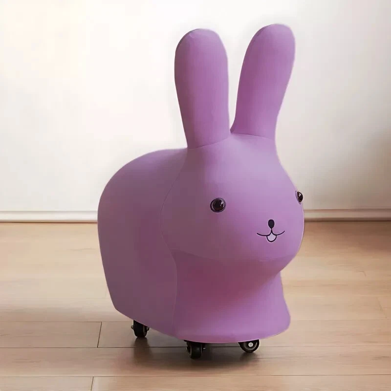 Cartoon Bunny Stool Rabbit Cozy Chair Kids Rolling Ottoman Footstool with Wheels - Image 1 of 1
