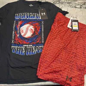 Under Armour Youth Medium (10/12) Boys Outfit Set Summer Bring Heat Baseball - Picture 1 of 1