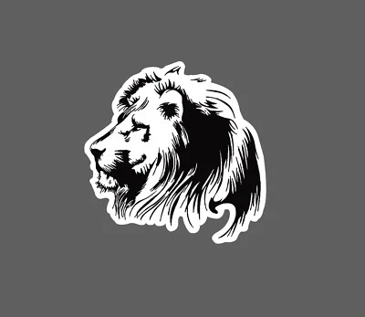 STICKER DYNASTY Lion Sticker Simplistic Black and White Waterproof Animal Nature Gift NEW