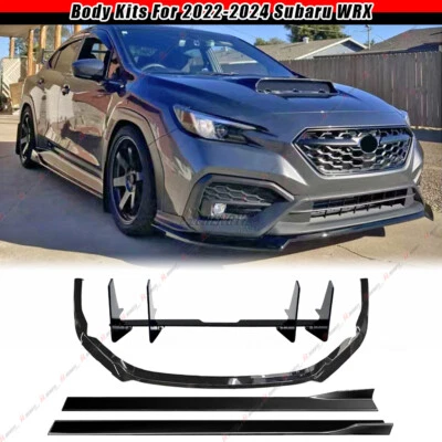For 22-25 Subaru WRX ST-Style Gloss Black Front Lip+Side Skirts+Rear Diffuser - Image 1 of 4