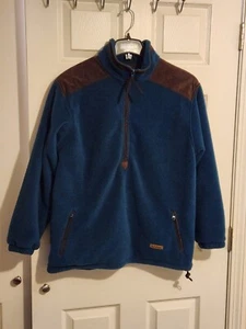 L.L. Bean Fleece half zip teal and brown vintage Women's Large Jacket - Picture 1 of 7