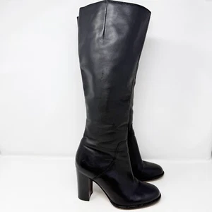 Sam Edelman REGINA 2 Black Leather Knee High Boots Size 6.5 M Riding Zip Up - Picture 1 of 10