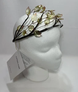 Curtain Road Leaf Head Crown Handmade w/ Clear Brown leaf Beads Adult OneSize - Picture 1 of 8