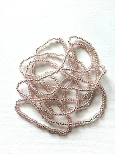 Collar Rosa Forrado en Plata Cuentas Semilla Vidrio Extra Largo Hippy Love Playa Festivo - Imagen 1 de 6