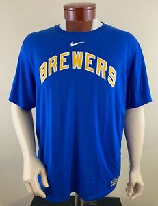 NIKE Men's MLB Milwaukee Brewers Authentic Team Dri-Fit T-Shirt Size XL