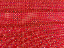 Vintage Red Geometric Print Crepe Poly Satin Fabric Rosewood 58x44"