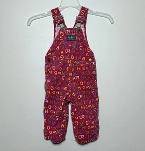 Vintage OshKosh B’gosh Vestbak rot Cord Alphabet Buchstaben Overall 24 Monate - Bild 1 von 17