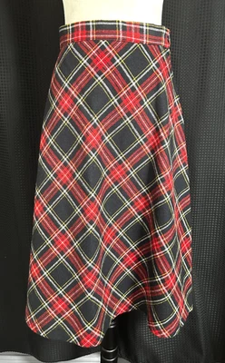 Винтажная женская классическая юбка в клетку 70-х Sears красно-черная опрятная Academia - Изображение 1 из 4