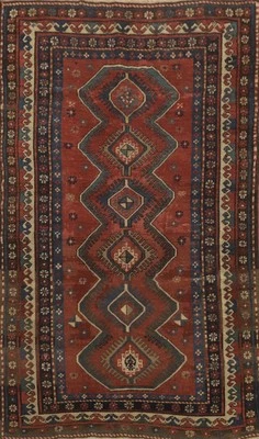 Tribal Handmade Wool Carpet Pre-1900 Antique Kazak Vegetable Dye Rug 4x6 Ft - Image 1 of 4
