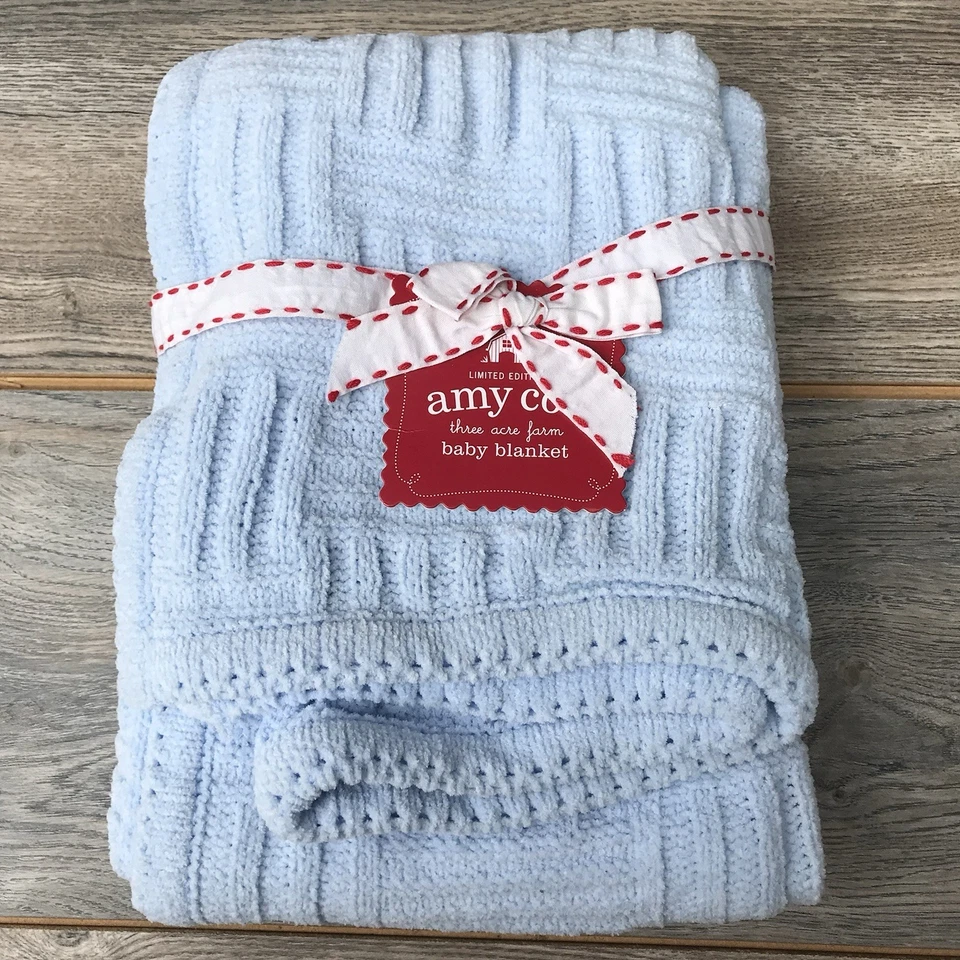 Manta de bebé vintage Target Amy Coe azul chenilla tejida con cable edición limitada Foto 1 de 4