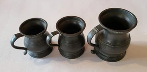 Lot x3 antike 18. Jh. Zinn Krüge Stein Trinkgefäß 2,5"/3" - Bild 1 von 9